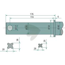 Ballspyd Lengde 850mm rett 53018, robust og pålitelig for landbruk.