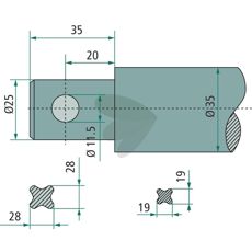 Balspyd Lengde 860mm med rett form, perfekt for landbruksutstyr.