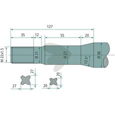 Balspyd med foring og konisk mutter, 900mm lengde, perfekt for landbruk og bygg.