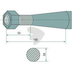 Van Lengerich konisk mutter M28X1,5 rundballespyd, perfekt for smidig og sikker rundballetransport.