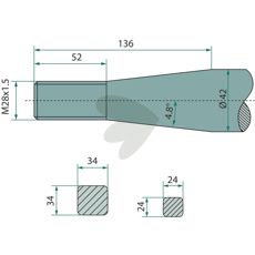Butt rundballespyd med konisk mutter, ideell for bruk under tøffe forhold.