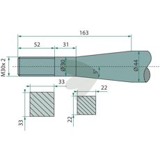 Rundballespyd med M30X2 konisk mutter, beregnet for Bressel & Lade utstyr.