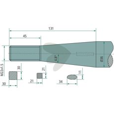 Baas/Trima ballespiyd med konisk mutter M22X1,5, 1100mm lang.