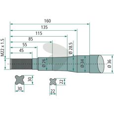 Faucheux ballespydd med konisk mutter M22X1,5, for maksimalt grep og stabilitet.