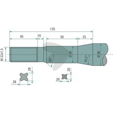 Rett balspyd med foring og konisk mutter 181300, robust bygd for pålitelighet.