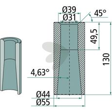 Sveisebøssing 56031, holdbar komponent for pålitelig bruk i maskiner.