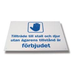 Skilt som informerer om forbud mot tilgang uten tillatelse, viktig for dyrenes sikkerhet.