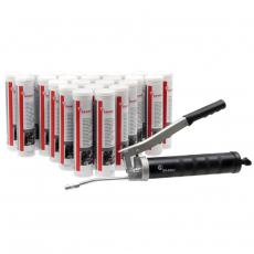 Fettpresse sett inkludert 24 stykker allround fett for ulike smørebehov.