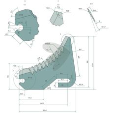 Kniv CKN00014 for rundballepresse, optimalisert for effektiv og smidig bruk.