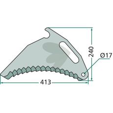 Kniv til kuttevogn, 002695 B, tilbyr holdbarhet og effektivitet i arbeidet.