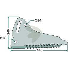 Kniv til snittvogn, 02-060761, konstruert for å oppfylle profesjonelle krav.