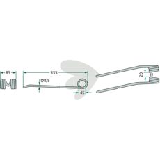 Røkkepinne JF - Stoll, 535 mm lang, perfekt for dyp jordbearbeiding.