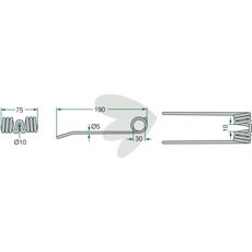 Welger pick-up pinne 190 mm, ideell for effektiv materialhåndtering i landbruket.