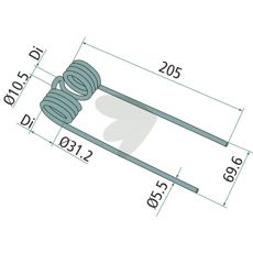 Welger pick-up pinne 205 mm, optimalt for å samle inn plantemateriale.