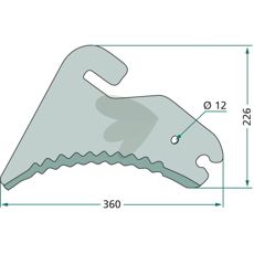 Kniv for rundballepresse, artikkelnummer 982210400, pålitelig og effektiv skjæreløsning.