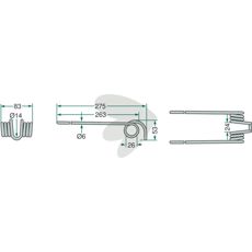 Rakepinne Case IH 275 mm, designet for optimal ytelse ved jordbearbeiding.