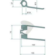 155 mm JF - Stoll pick-up pinne for høykvalitets oppsamling.