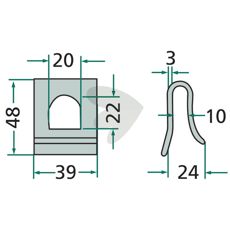 Holdbar klemme 153032.0, ideell for landbruksutstyr.