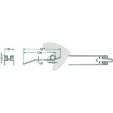 Fjærpinner Deutz Fahr, 567mm, av høy kvalitet for langvarig bruk.