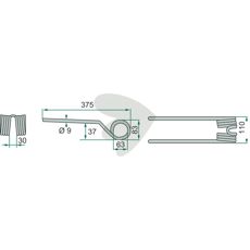Rivepinner Deutz Fahr 375 mm, ideell for Kverneland og Vicon utstyr.