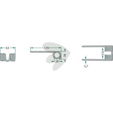 Fleksibel Pick-up pinne Kuhn 170 mm for ulike landbruksmaskiner.