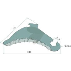 Kniv for rundballepresse, modell 20061114.0, ideell for lav forsuring.