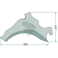 Kniv for rundballepresse, artikkelnummer 653408314, optimaliserer skjæring ved pressing.