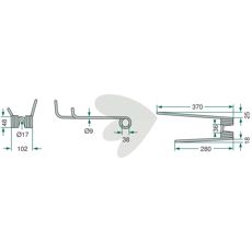 370 mm lang venstre pinne fra Lely, artikkelnummer SK1672, for jordbruk.