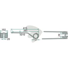 Rakepinne Pöttinger 415mm for forbedret gressoppsamling.