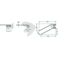 Grønn pinne for venstre side av roterende rake, holdbar og pålitelig.