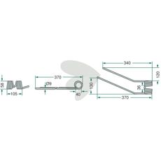 10-pakning av høyre rotorvender Fella rakepinne, 370 mm, ideell for jordbruk.