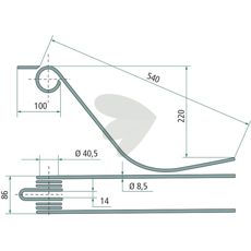 540 mm rakespyd fra Fontanesi, robust og pålitelig for tøffe oppgaver.