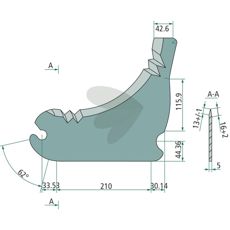 Kniv for rundballepresse, artikkelnummer 5993, designet for holdbarhet og effektivitet.