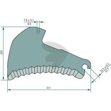 Kniv Z5063900 for rundballepresse, gir optimal skjærekraft og holdbarhet.