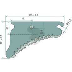 Høykvalitets kniv for rundballepresse, modell CC126575, for effektiv høsting.
