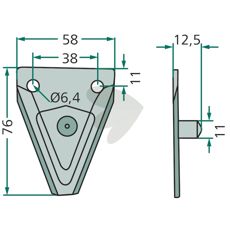 Busatis slett slåttekniv 76x58, designet for effektiv gressklipping.