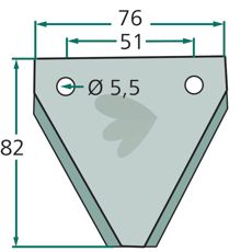 Glatt slåttkniv med hull for enkel montering på flere typer maskiner.