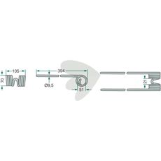 10-pakning sølvfargede Kuhn rakerpinner, 394 mm, passende for rotorspreder.