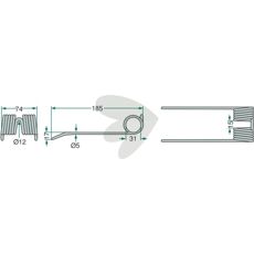 Kraftig 185 mm pick-up pinne for New Holland-utstyr.