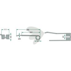 Høyre pinne for Lely, 368 mm lang, perfekt for gård og maskin.