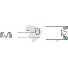 Kvalitets plukke-pinne Massey Ferguson 220 mm, holdbar og pålitelig.