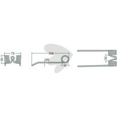 Kraftig Claas pick-up pinne, 206 mm for pålitelig høsting og innsamling.