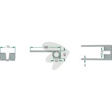 Pick-up pinne 180 mm, kompatibel med New Holland og Case IH.