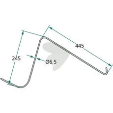 Pinne for Vicon (Kverneland) lengde 445 mm, robust og slitesterk.