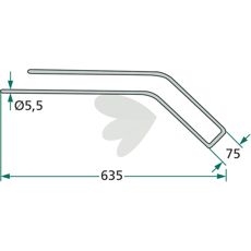 Rakepinne Kuhn 635 mm, designet for optimal ytelse og holdbarhet.
