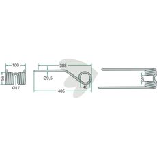 Rød pinne til roterende rive, ideell for effektiv jordbearbeiding.
