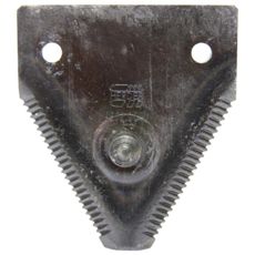 Tagget slåmaskinkniv oppe, 87x76 mm med 6,5 mm hull, perfekt for gressklipping.