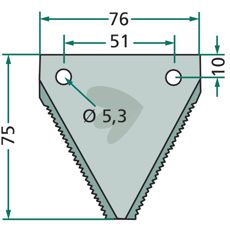 Tannet slåttekniv nederst med hull, utmerket for å forbedre klipperesultatet.