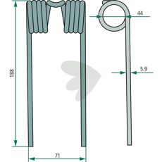 188 mm John Deere pinne for optimal innsamling av avling.