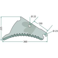Økonomisk kniv for rundballepresse, modell CC131160F, ideell for feltarbeid.
